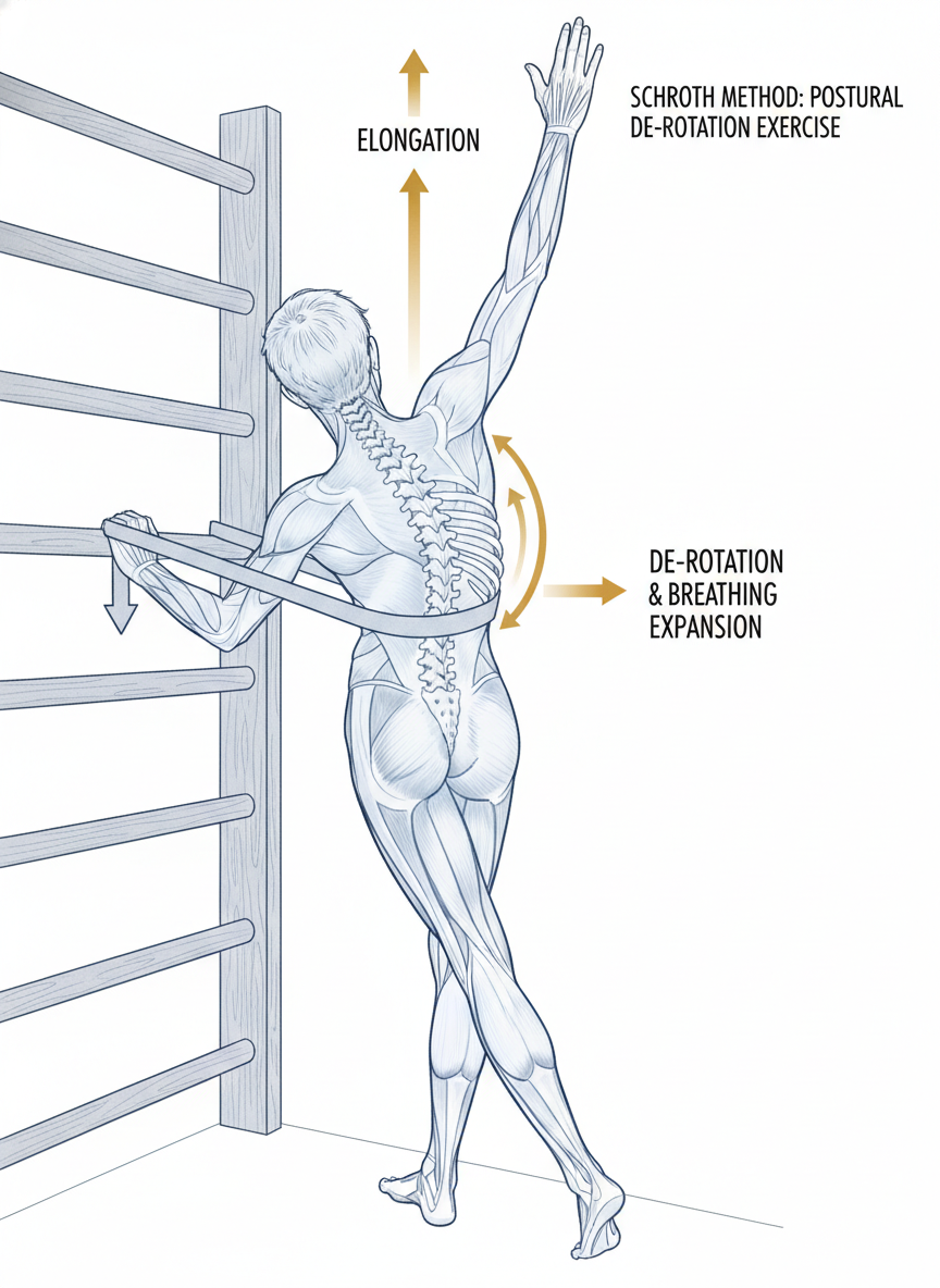 Person performing Schroth exercise
