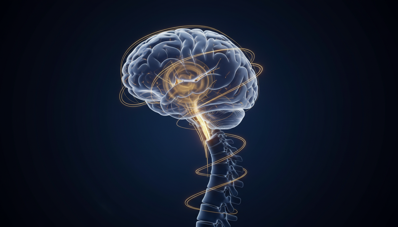 Abstract brain and spine connection diagram